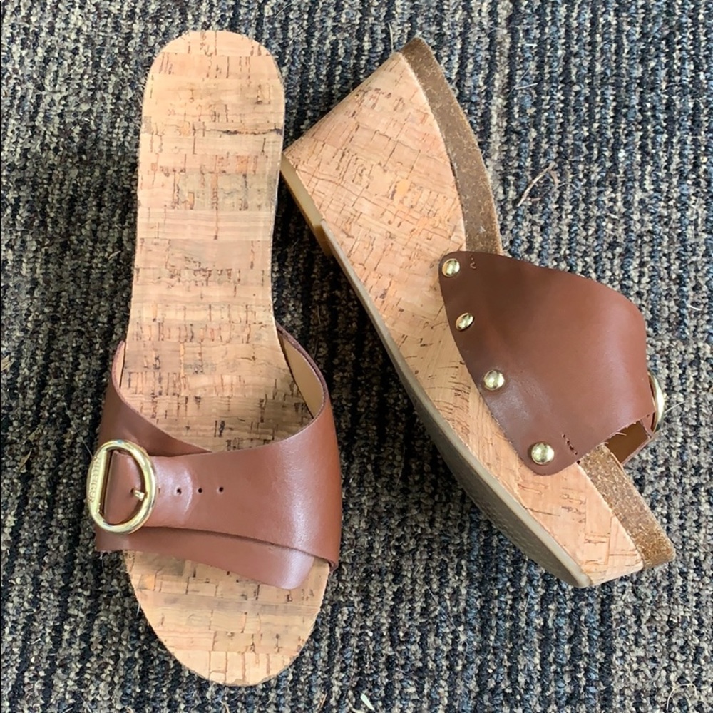 Tommy Hilfiger Brown Platform Slides